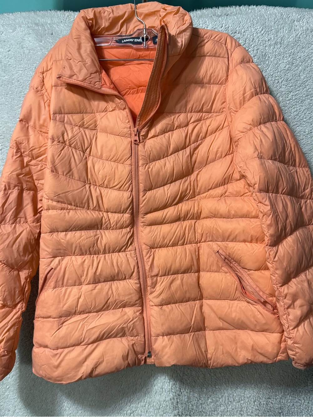 Lands' End Women's Lightweight Packable Puffer Jacket - Peach